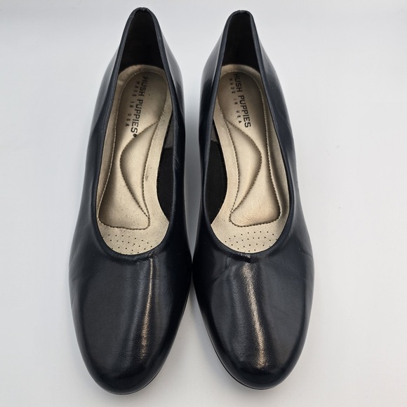 Soft Style Shoes - Soft Style Hush Puppies Angel II Block Heel Navy Blue Smooth Shoe Womens 10 M